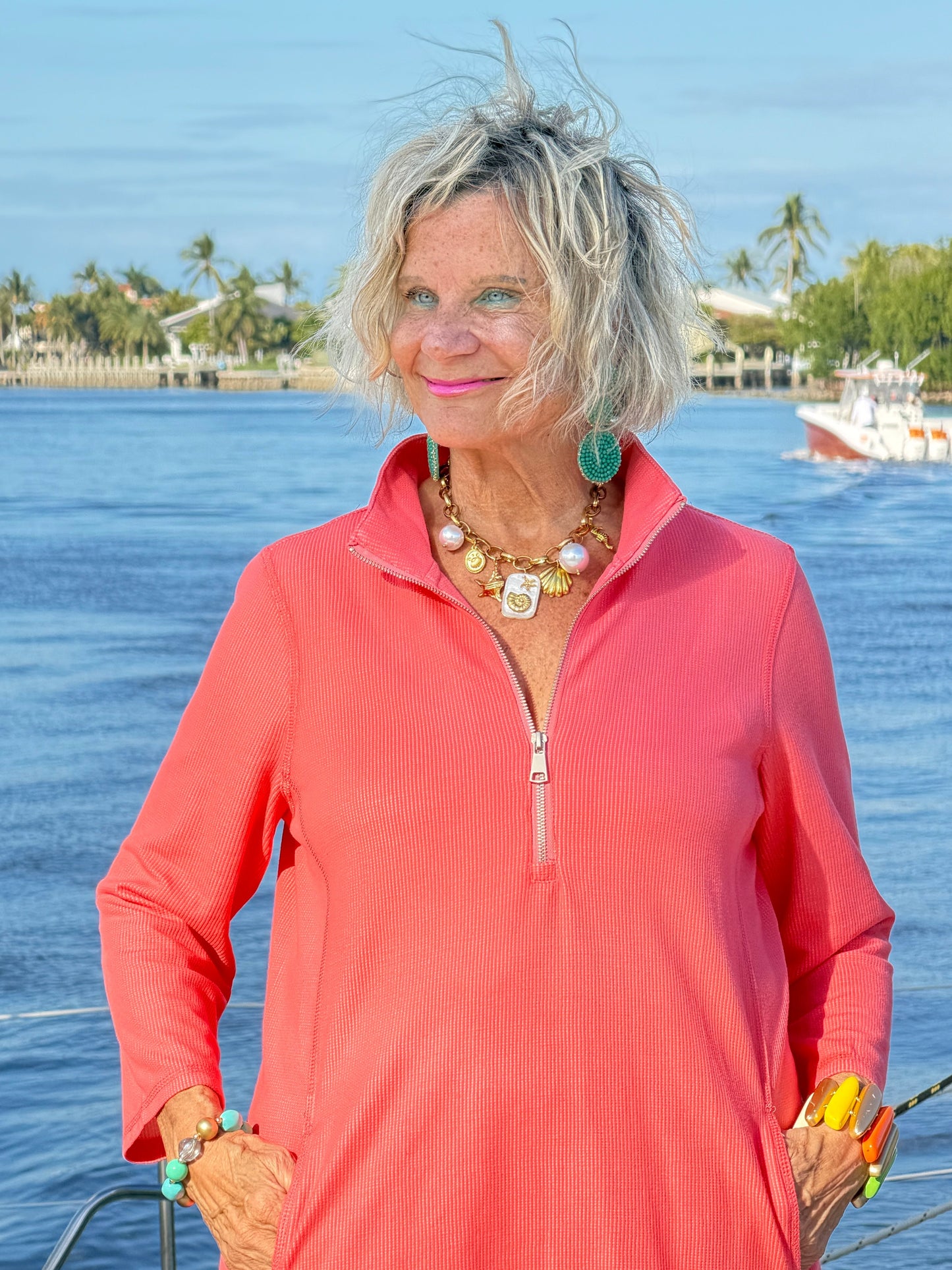 Lulu-b half zipper Salmon scuba dress