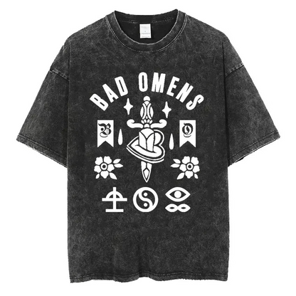 Bad Omens Band Music Tour 2024 Washed T Shirt Retro 90s Men