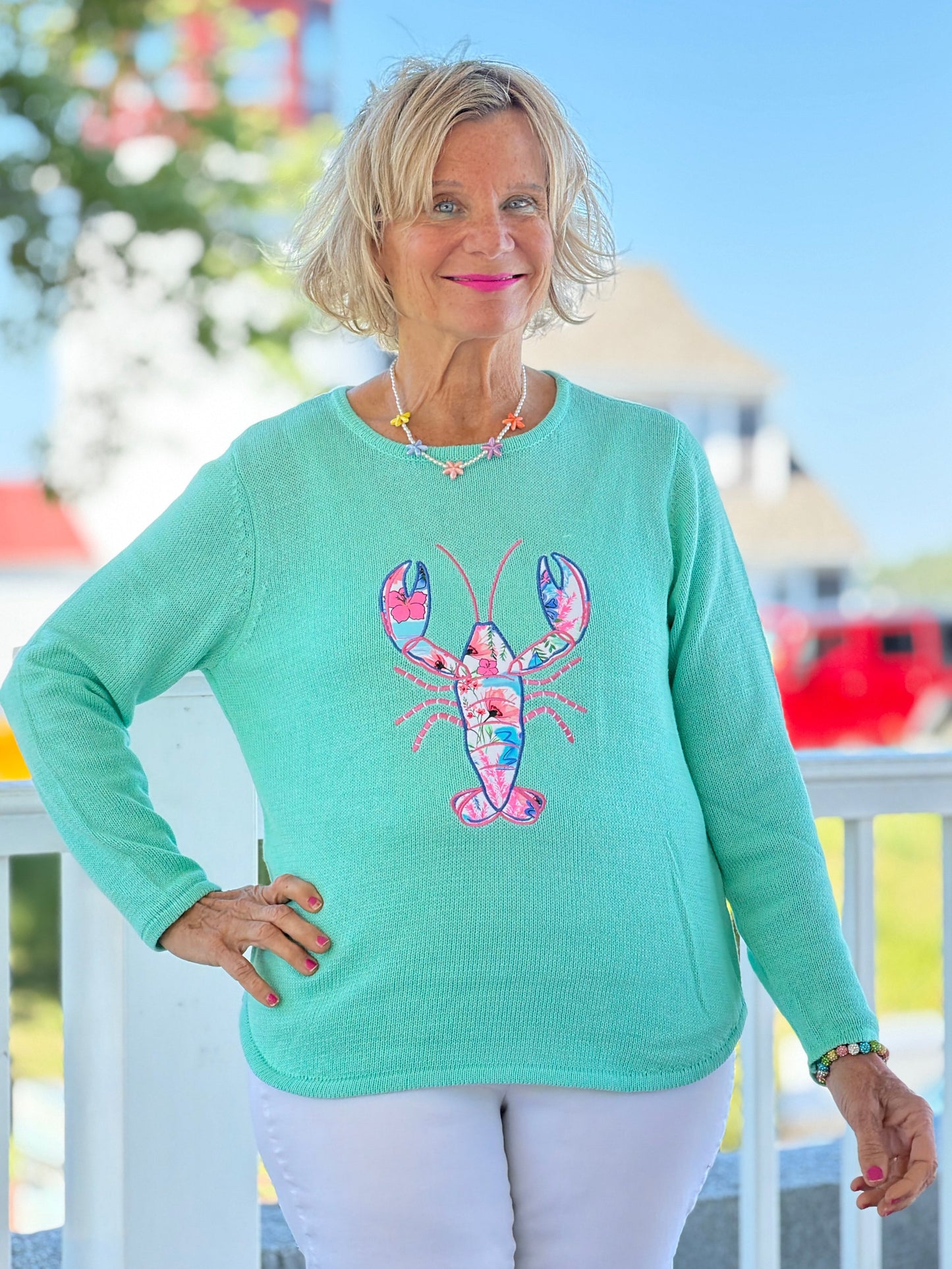BEACH CLUB SEAFOAM LOBSTER SWEATER