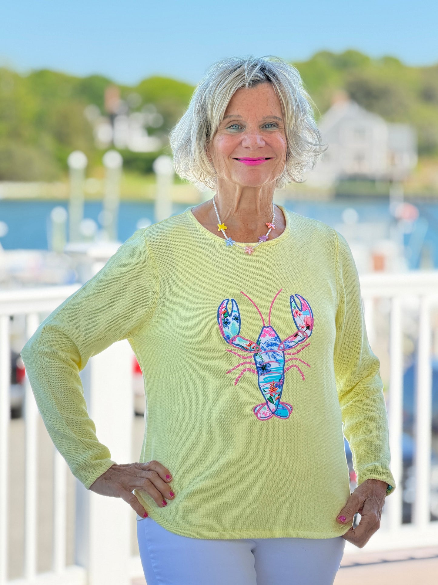 BEACH CLUB YELLOW LOBSTER SWEATER
