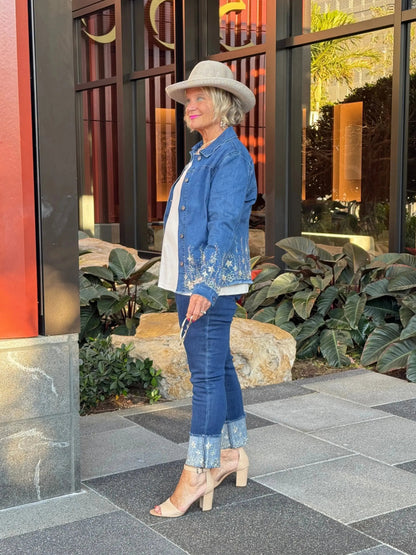 DENIM LACE FLOWER JACKET