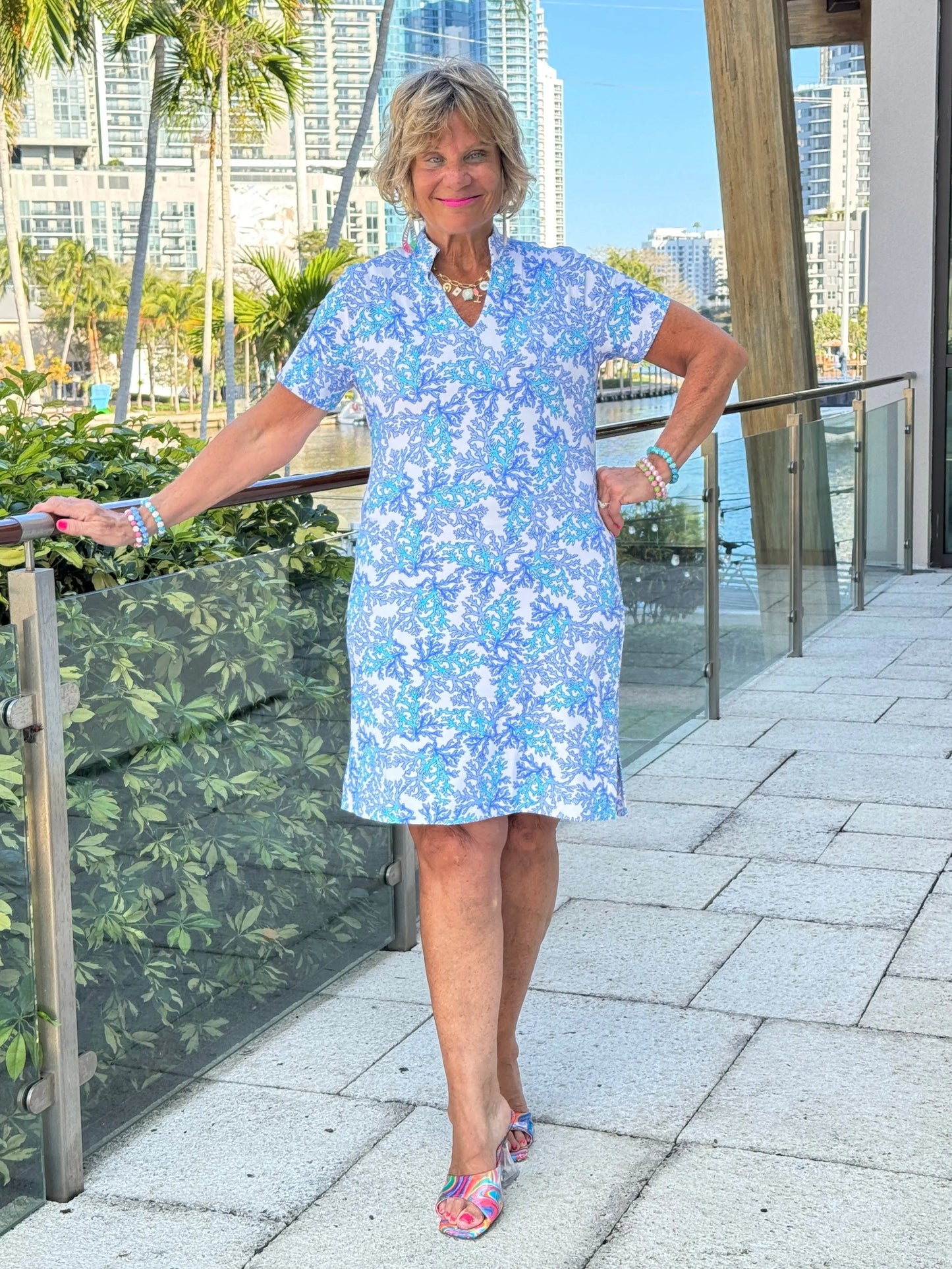 LULU B CORAL BREEZE SHORT SLEEVE DRESS