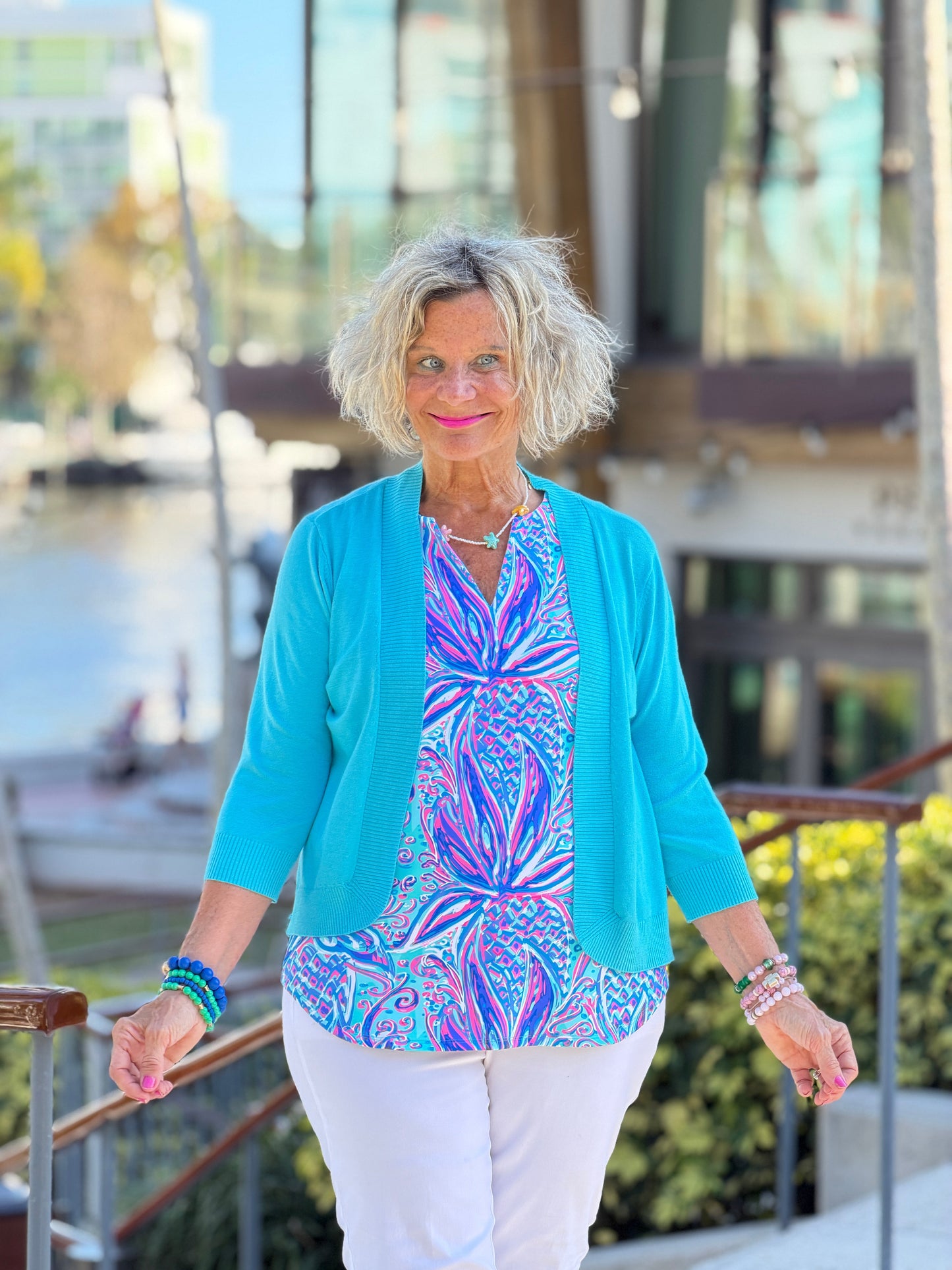 LULU B PALM ROYALE NOTCH TOP