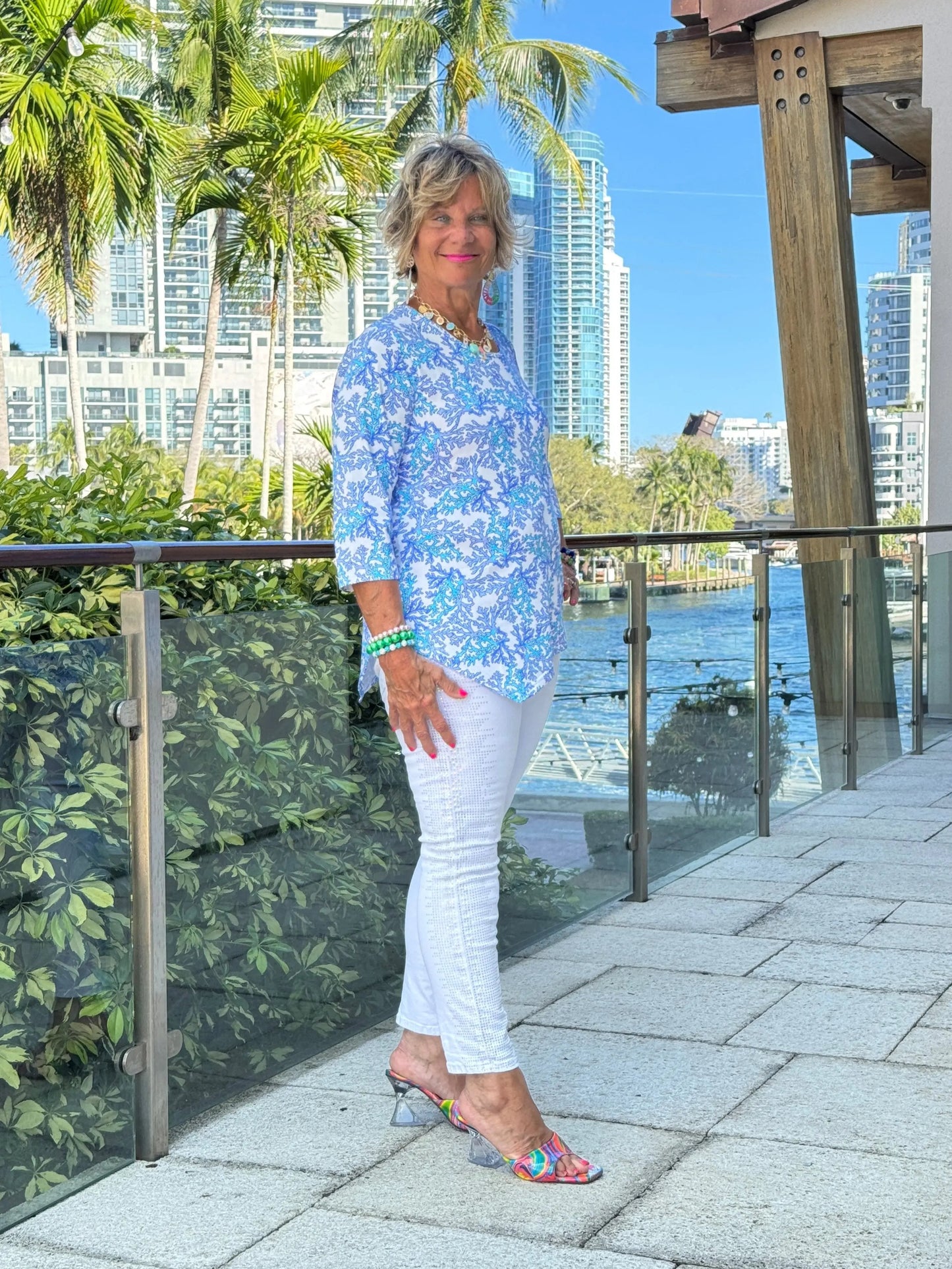 LULU B CORAL BREEZE ASYMMETRIC TOP