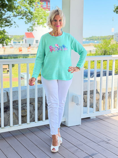 BEACH CLUB SEAFOAM ADIRONDACK SWEATER