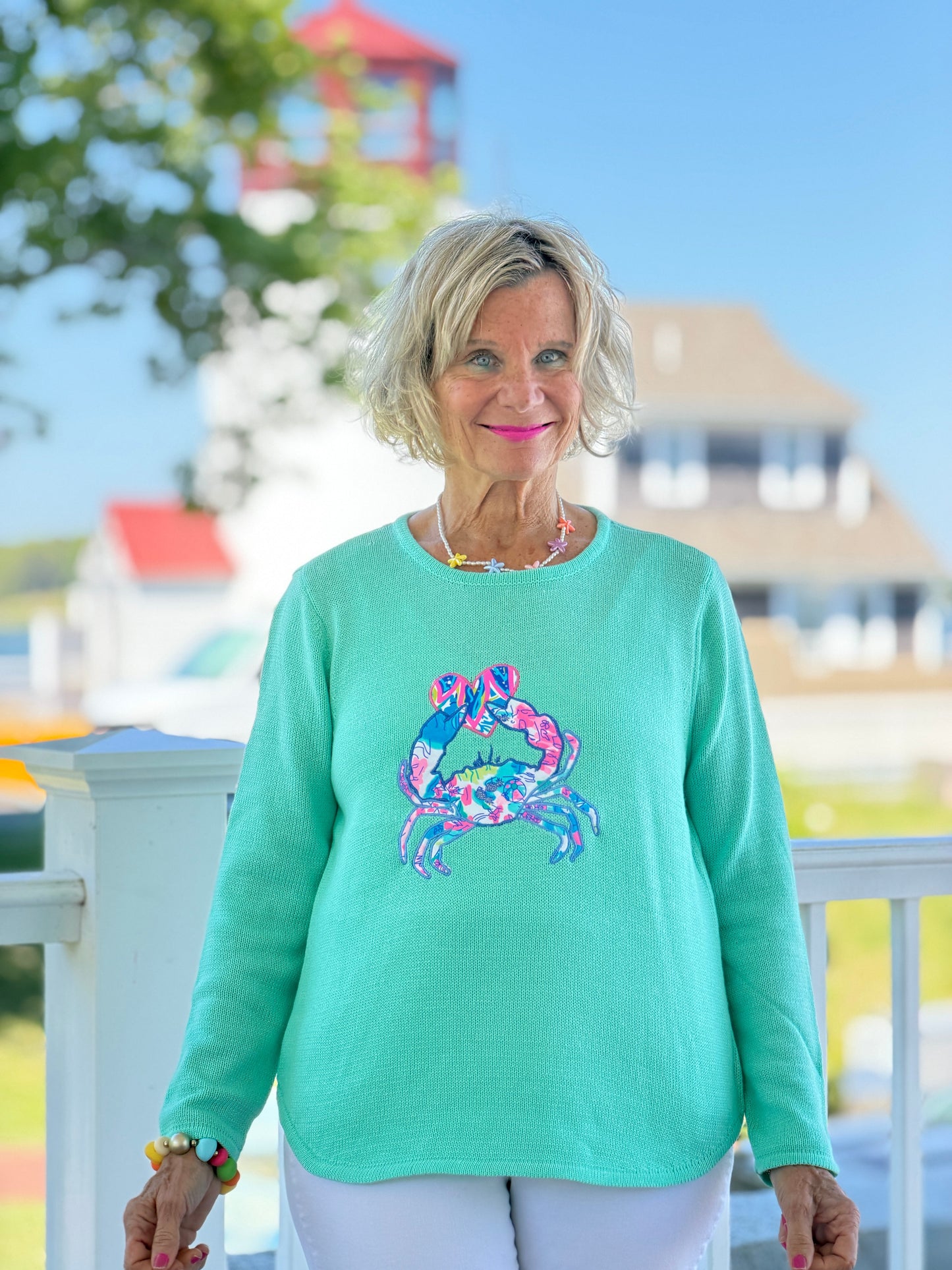 BEACH CLUB SEAFOAM CRAB SWEATER