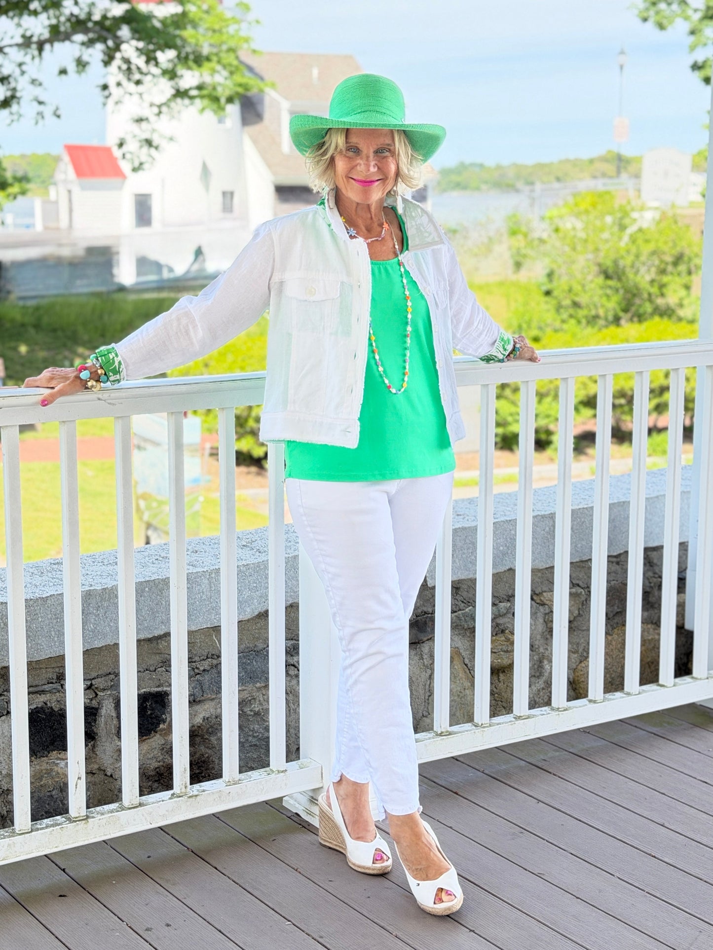 HARBOR LIGHTS GREEN LINEN JACKET