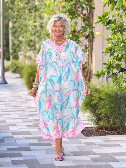 Birds Of Paradise Caftan Beach DRESS