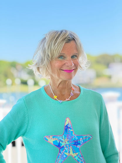 BEACH CLUB SEAFOAM STARFISH SWEATER