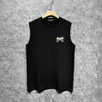 Amiri tank top with cracked letter and number print