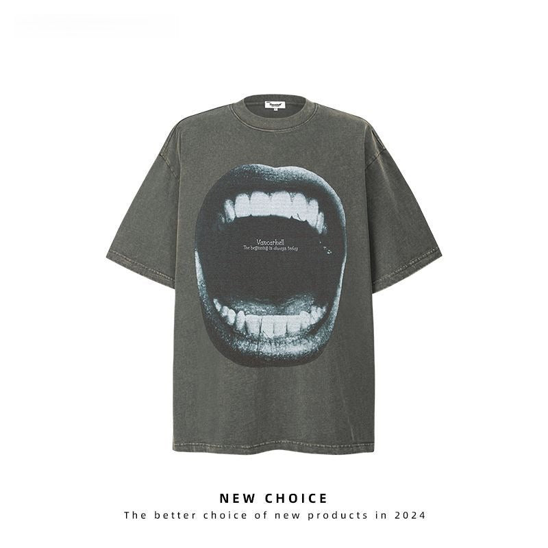 American vintage street T-shirt retro men loose summer