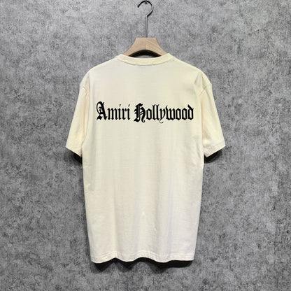 Amiri t shirts sanskrit printing short sleeve