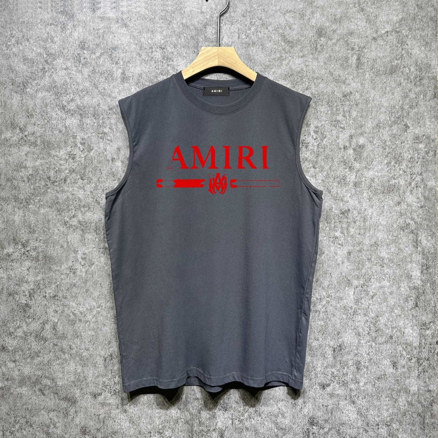 Amiri tank top with damaged letter horizontal stripesprinting