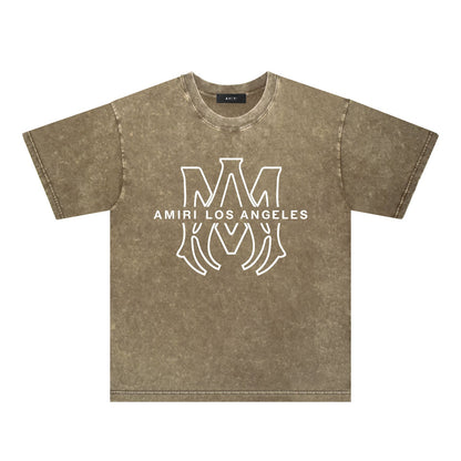 Amiri Washed Distressed T Shirt Printed Trendy Pure Cotton