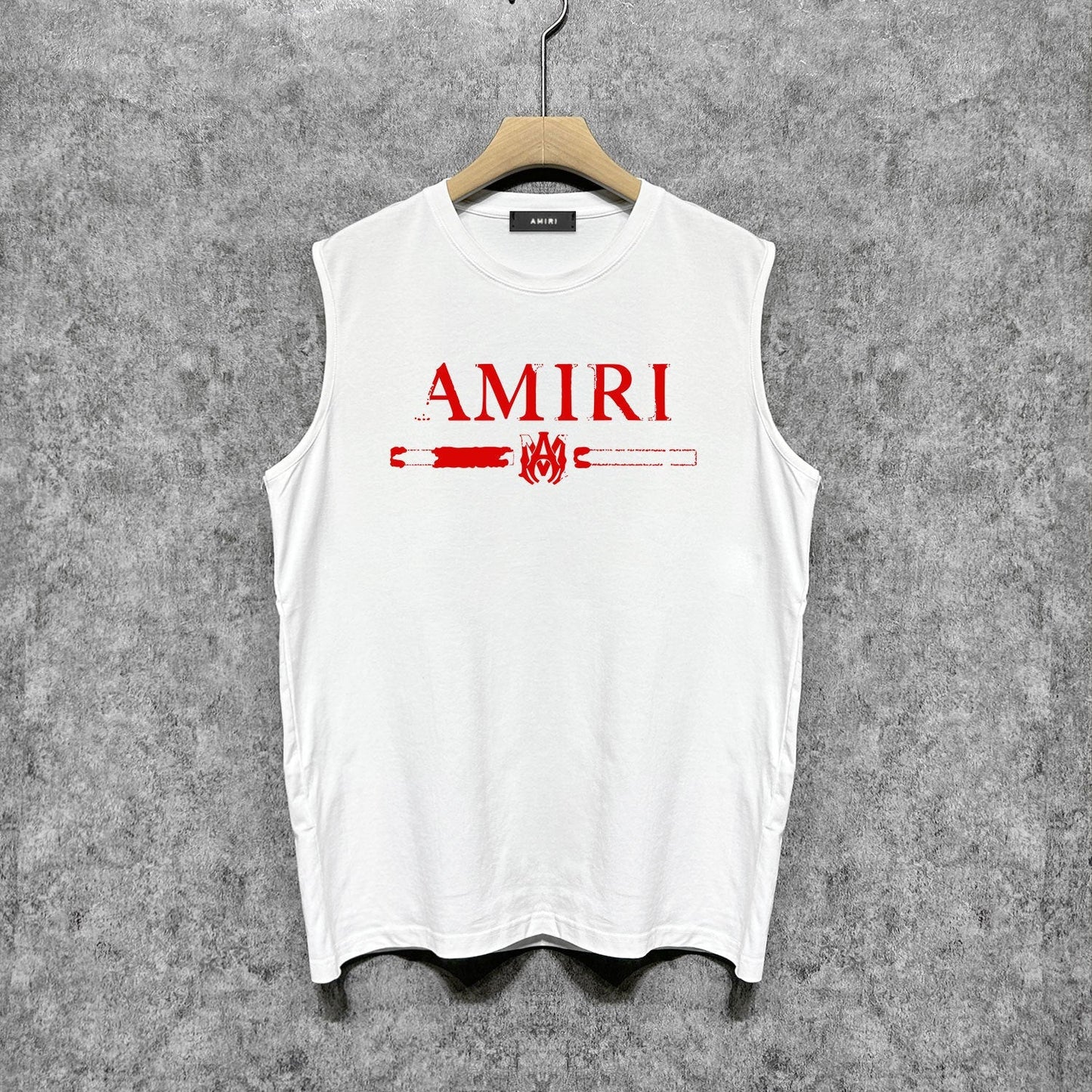 Amiri tank top with damaged letter horizontal stripesprinting