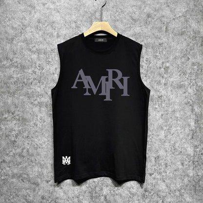 Amiri tank top all gray overlapping letterprinting