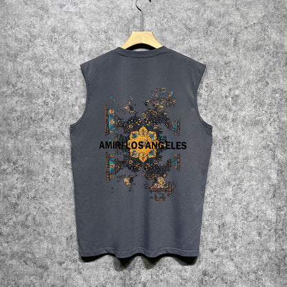 Amiri tank top damaged oil painting printing
