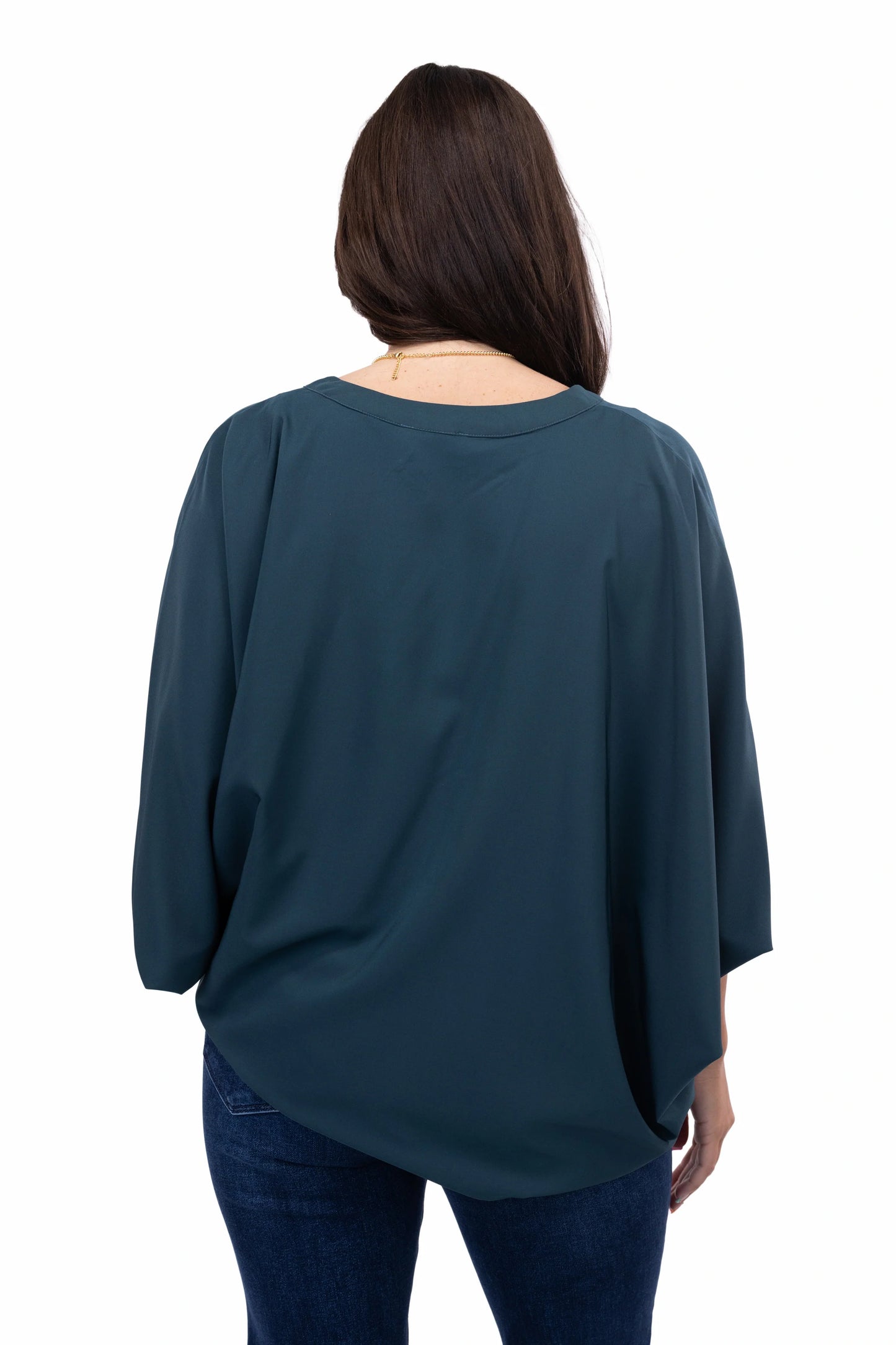 Women's Oversized Dolman Sleeve Blouse with Split Neck