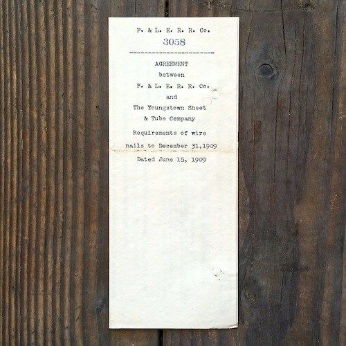 PITTSBURGH LAKE ERIE Railroad Agreement 1906-1910