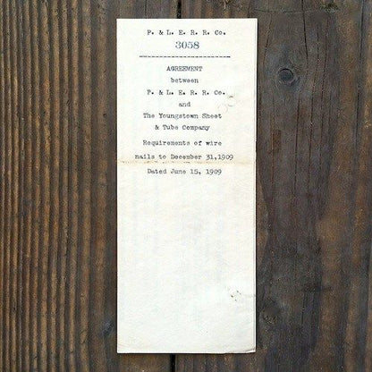 PITTSBURGH LAKE ERIE Railroad Agreement 1906-1910