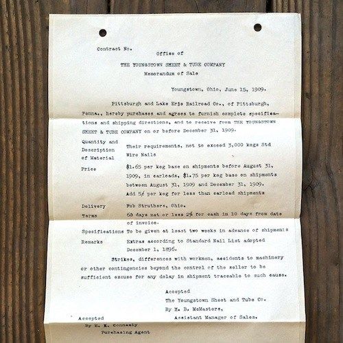 PITTSBURGH LAKE ERIE Railroad Agreement 1906-1910