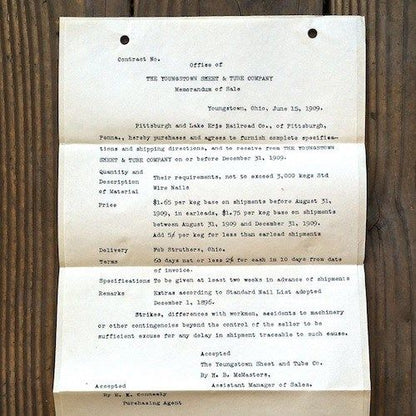PITTSBURGH LAKE ERIE Railroad Agreement 1906-1910