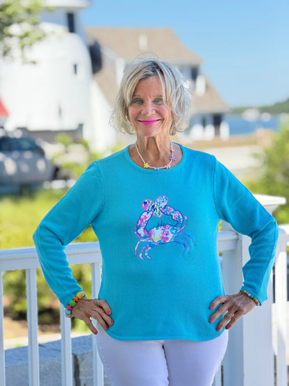 BEACH CLUB AQUA CRAB SWEATER