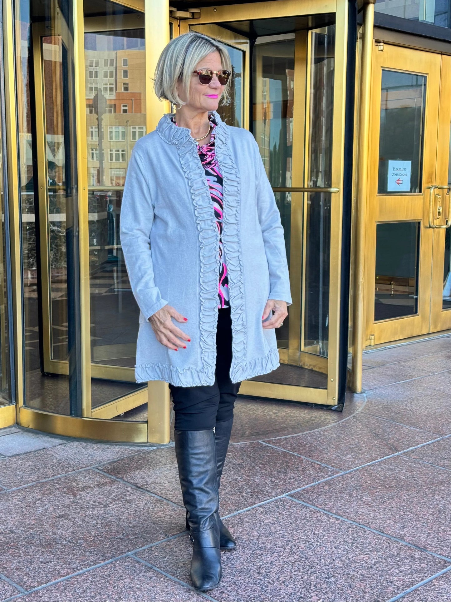 LULU-B ROUGED SILVER CARDIGAN