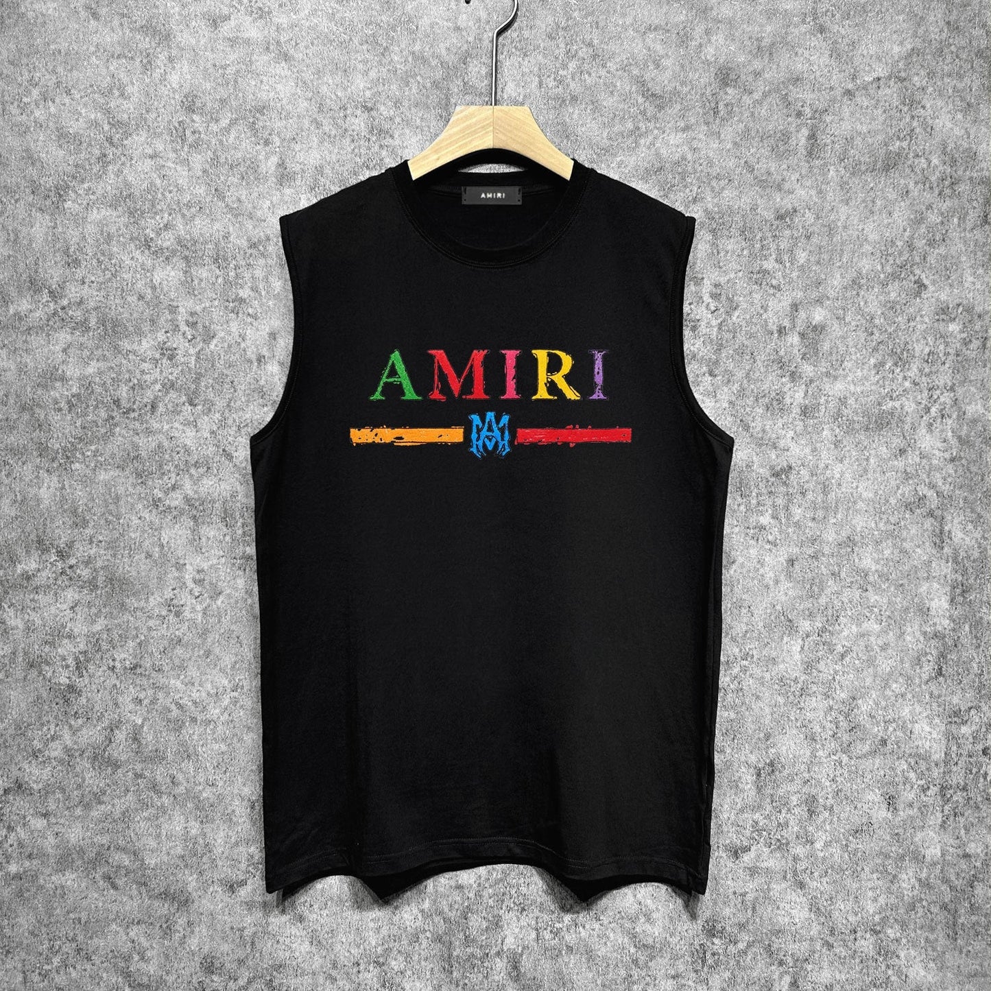 Amiri tank top colorful graffiti letter horizontal stripprinting