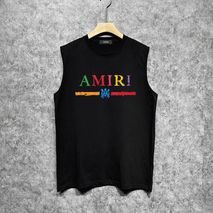 Amiri tank top colorful graffiti letter horizontal stripprinting