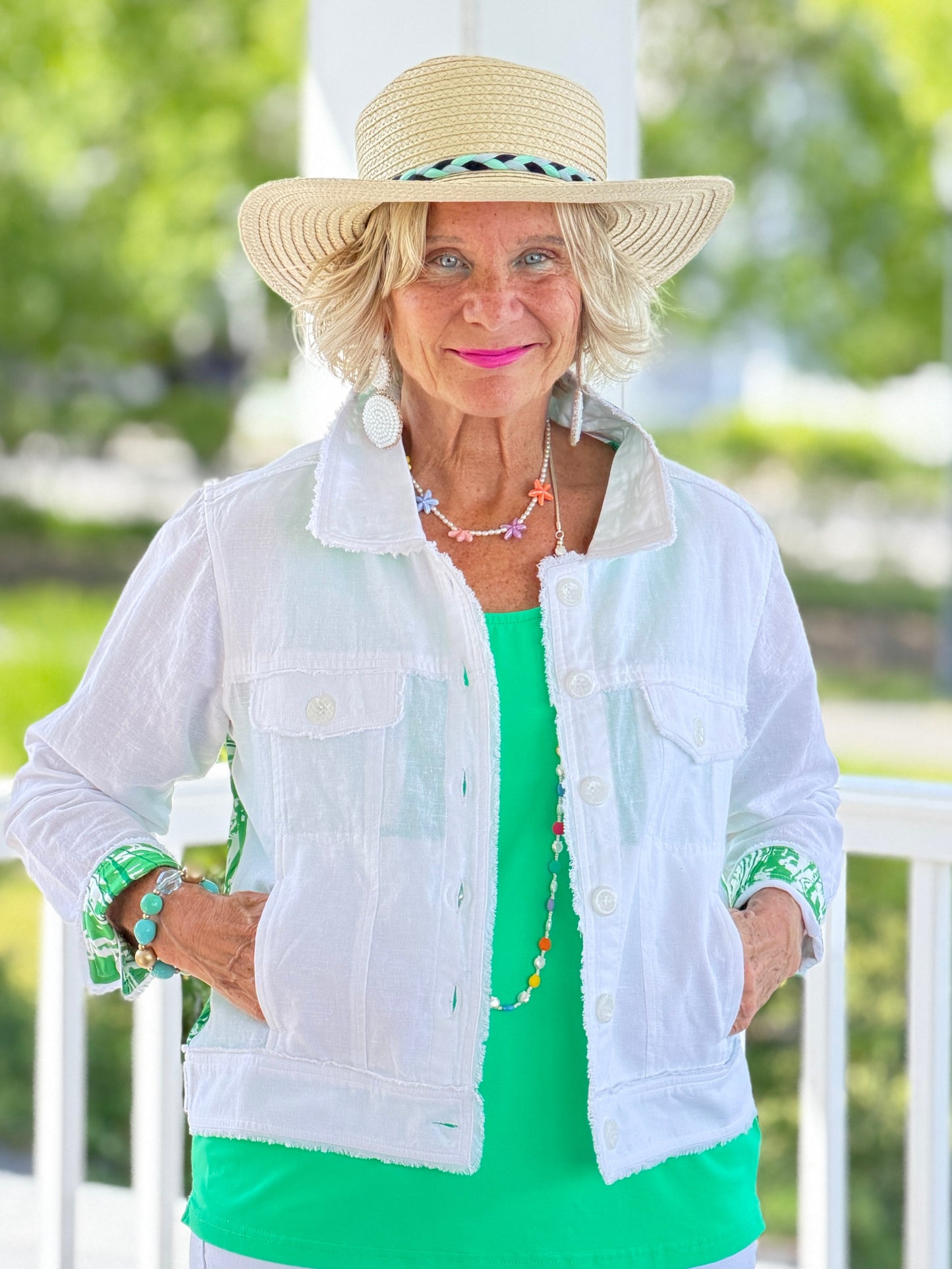 HARBOR LIGHTS GREEN LINEN JACKET