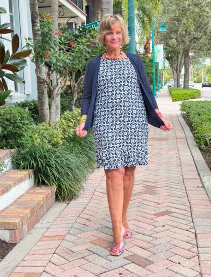 LULU-B BRIGHTEN BLUE SHIFT RUFFLE DRESS