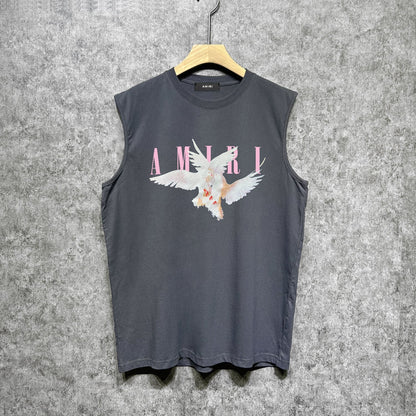 Amiri tank top pink peace dove printing