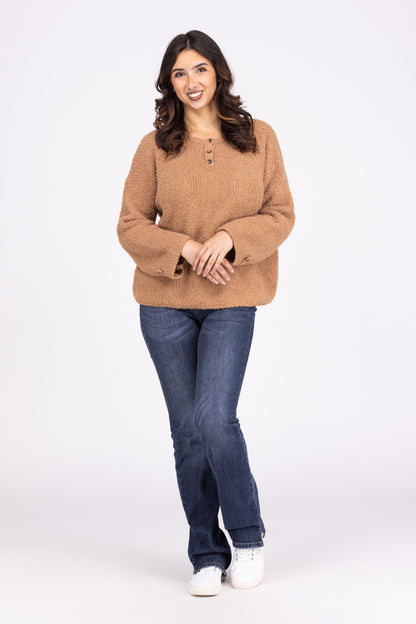 Off Day Women's Soft Henley Long Sleeve Top