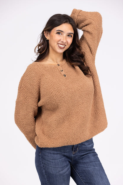 Off Day Women's Soft Henley Long Sleeve Top