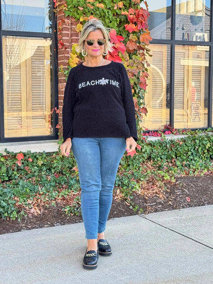 CHENILLE BLACK CREW BEACHTIME SWEATER