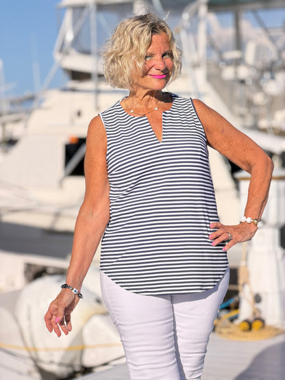 DOCKSIDE NAVY SLEEVELESS TOP