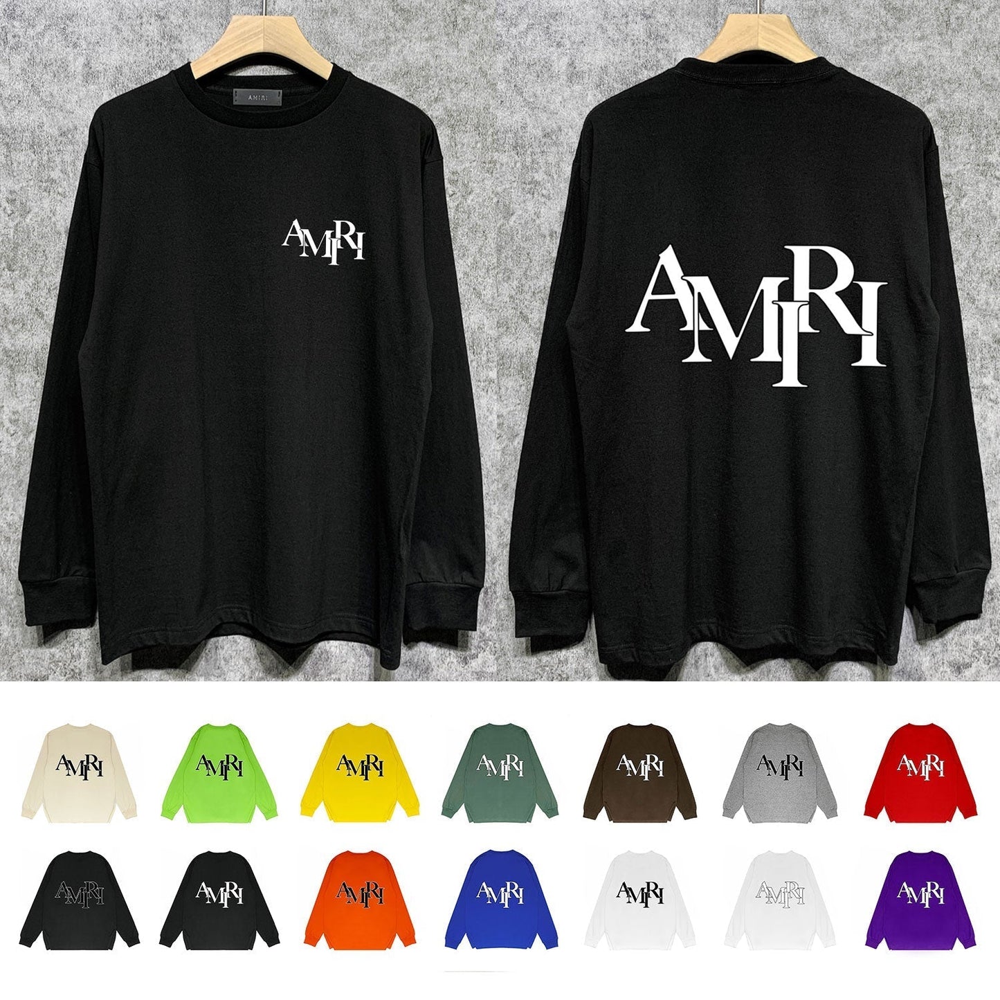 Amiri Long Sleeved Shirt Printed Trendy Pure Cotton