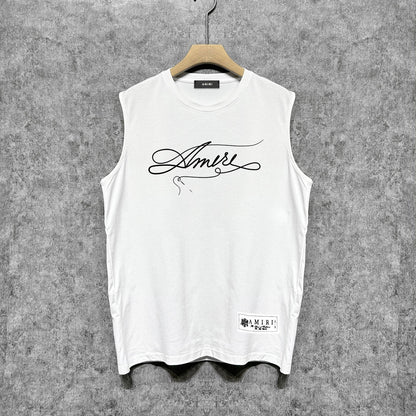 Amiri tank top needlework letterprinting
