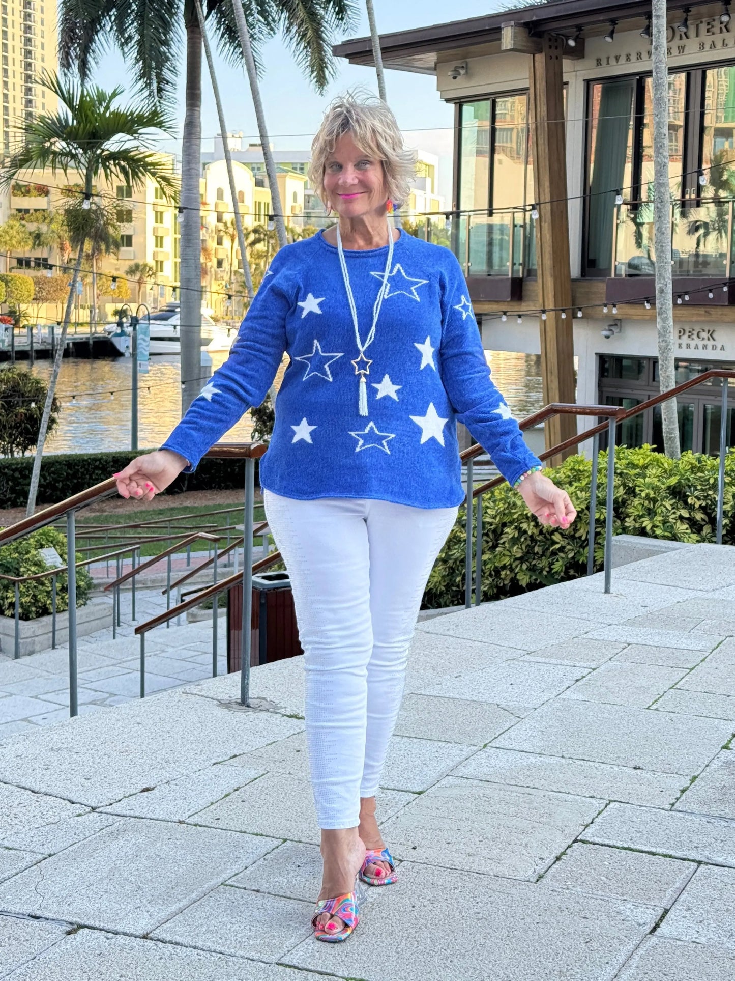 LULU-B CHENILLE BLU STAR SWEATER