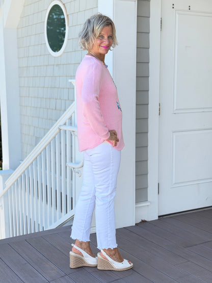 BEACH CLUB PINK ANCHOR SWEATER