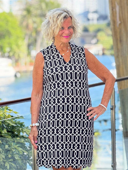 LULU MIDNIGHT TRELLIS SCALLOP DRESS