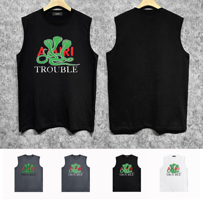 Amiri tank top cartoon colorful snake printing