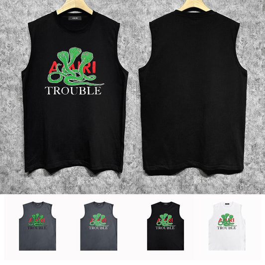 Amiri tank top cartoon colorful snake printing