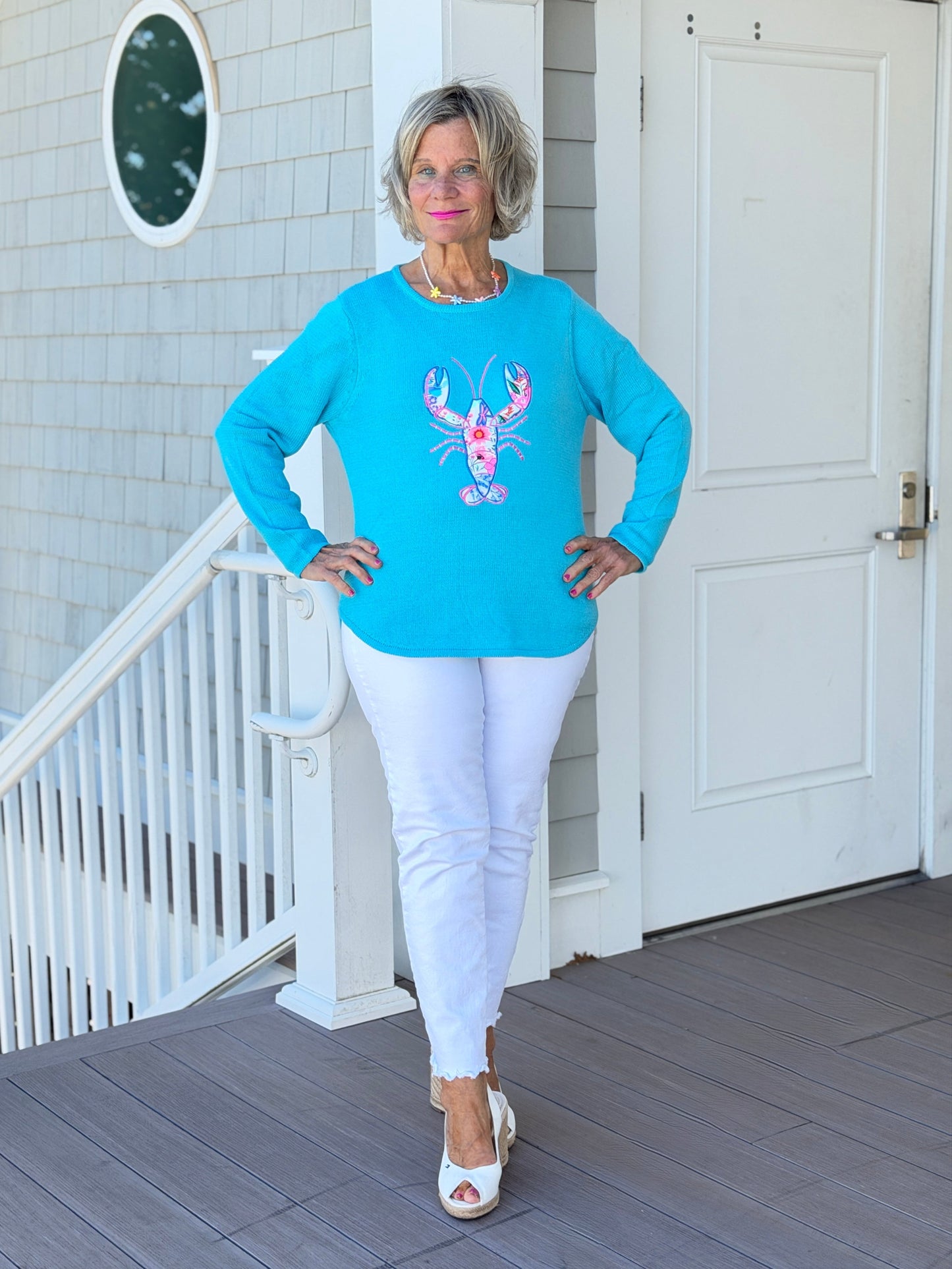 BEACH CLUB AQUA LOBSTER SWEATER