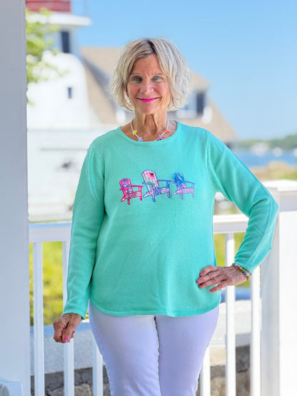 BEACH CLUB SEAFOAM ADIRONDACK SWEATER