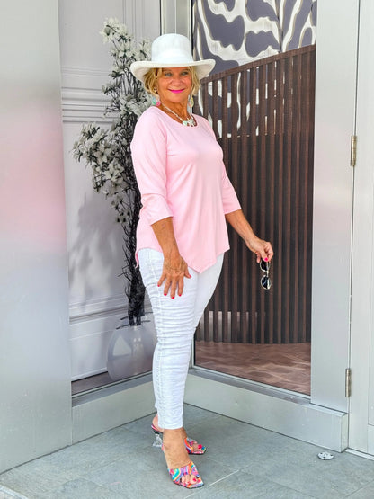 CLEAR PINK ASYMMETRICAL TOP