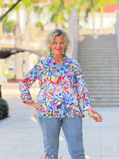 Ethyl Casual Collar V-Neck Blouse - Cushy