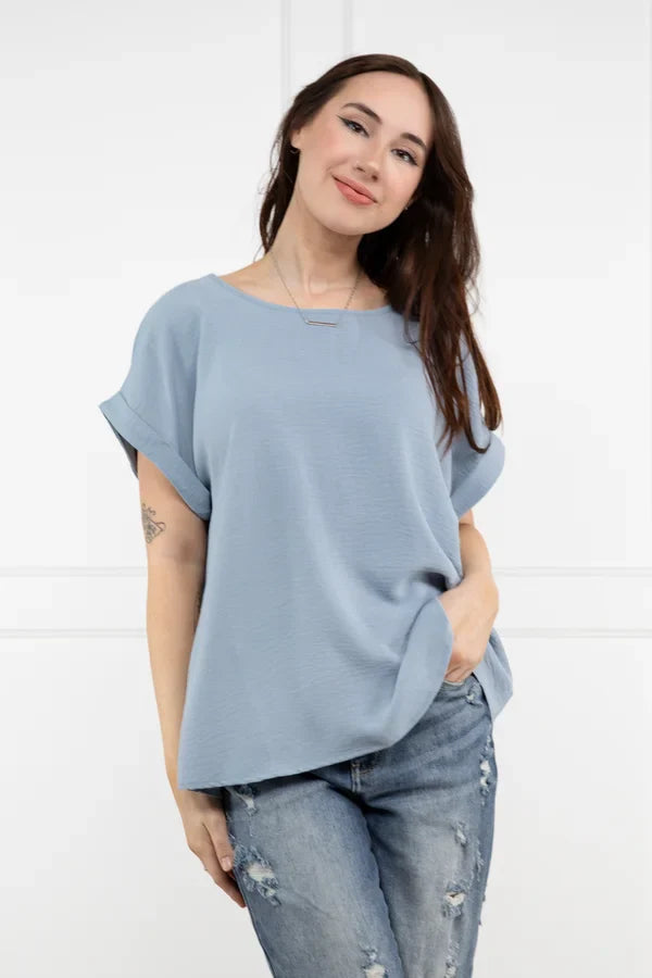 Cool Comfort Women's Versatile Cuffed Short Sleeves Top