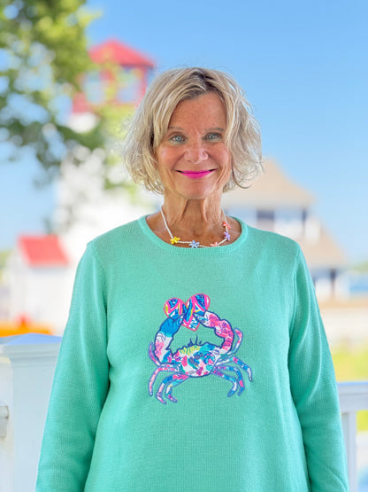BEACH CLUB SEAFOAM CRAB SWEATER